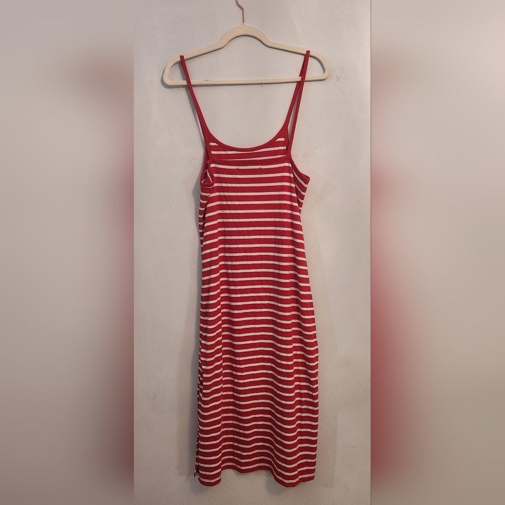 Coco & Tashi red and white striped spaghetti strap dress
